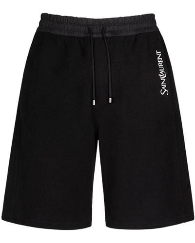 Saint Laurent Short en coton à logo - Noir