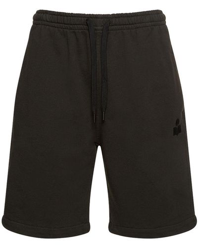 Isabel Marant Flocked Logo Cotton Sweat Shorts - Black