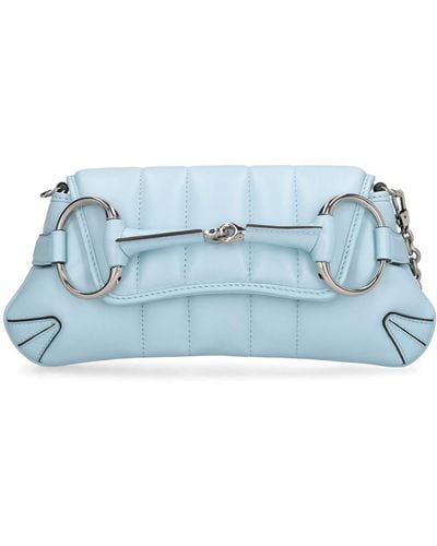 Gucci Small Horsebit Chain Leather Bag - Blue