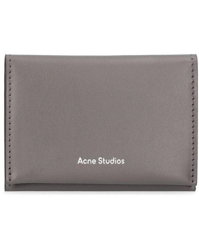 Acne Studios Flap Leather Card Holder - Gray