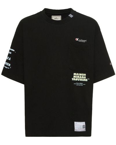 Maison Mihara Yasuhiro Bedrucktes T-shirt Aus Baumwolljersey - Schwarz