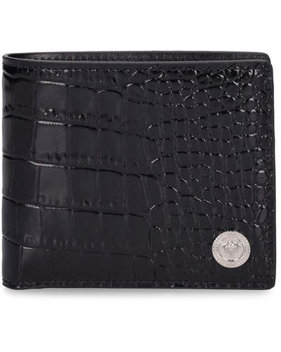 Versace Crocodile-effect Leather Wallet - ブラック