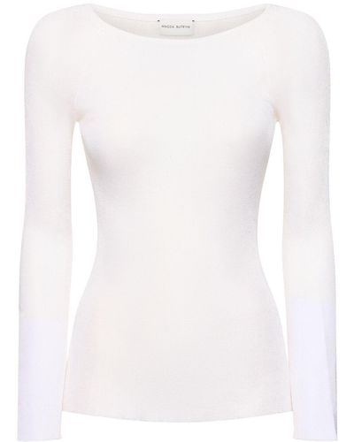 Magda Butrym Jersey Knit L/s Top - White