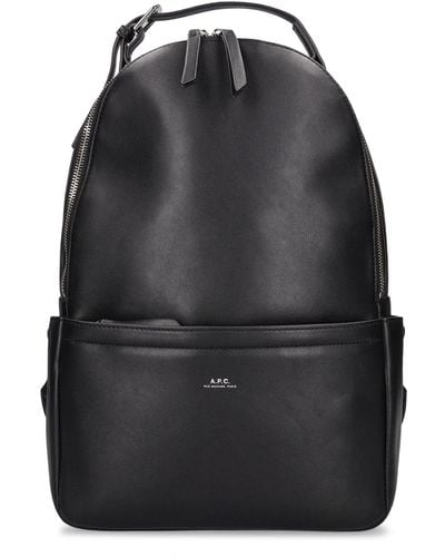 A.P.C. Logo Recycled Faux Leather Backpack - Black