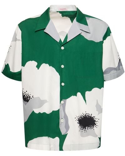 Valentino Kurzärmliges Hemd Aus Baumwolle - Grün