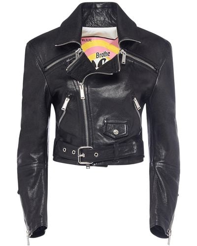 DSquared² Leather Biker Jacket W/ Belt - Blue