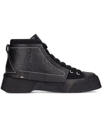 JW Anderson Sneakers Altas Piel Y Lona 50mm - Negro