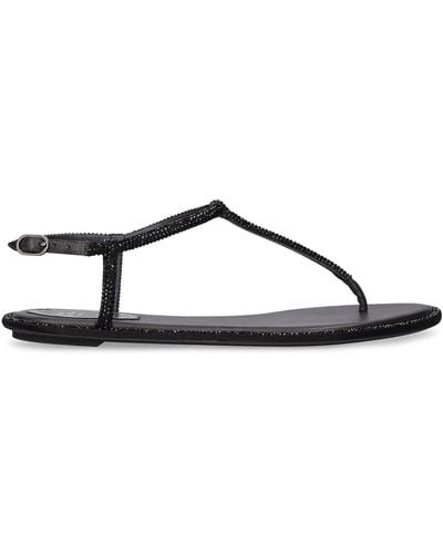 Rene Caovilla 10mm Embellished Satin Thong Sandals - Black