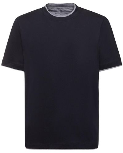 Brunello Cucinelli Camiseta de algodón jersey - Azul