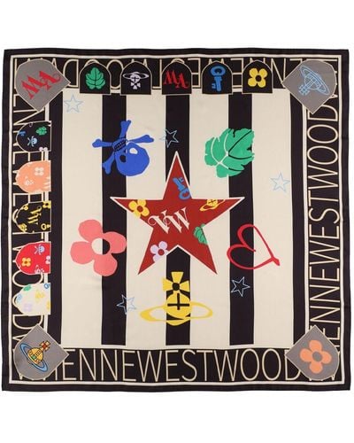 Vivienne Westwood Foulard carré en soie football - Noir