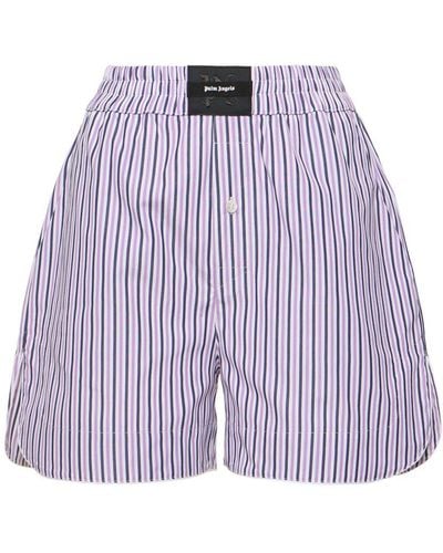 Palm Angels Striped Cotton Boxer Shorts - Purple