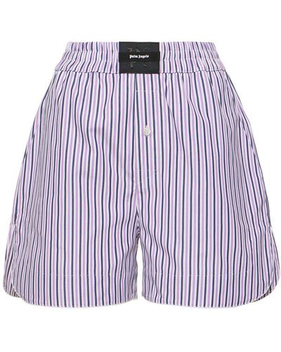 Palm Angels Striped Cotton Boxer Shorts - Purple