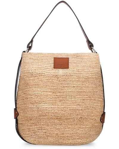 Isabel Marant Bayia Straw & Leather Bucket Bag - Natural