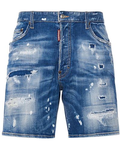 DSquared² Marine Fit Stretch Cotton Shorts - Blue