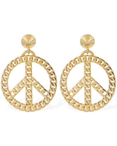 Moschino Peace Clip-On Pendant Earrings - Metallic