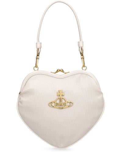 Vivienne Westwood Belle Heart Frame Moiré Top Handle Bag - White