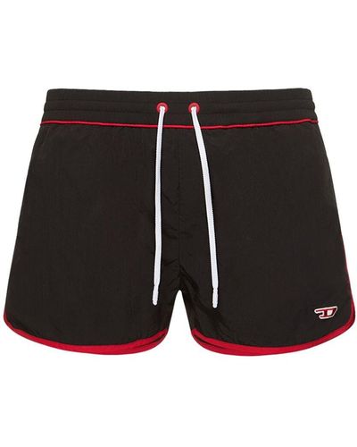 DIESEL Shorts mare in nylon con patch - Nero