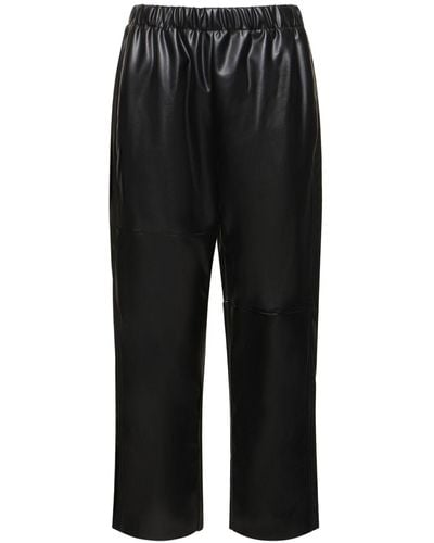 MM6 by Maison Martin Margiela Faux Leather Trousers - Black