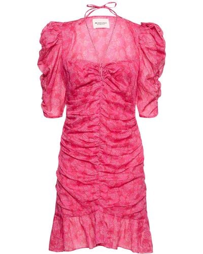 Isabel Marant Galdino Puff Sleeve Cotton Mini Dress - Pink