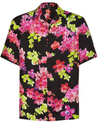 Versace Seidenhemd mit Blumen-Print - Pink