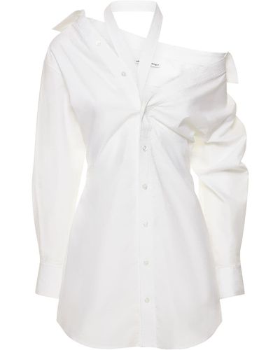 Alexander Wang Off-the-shoulder Fitted Mini Shirt Dress - White