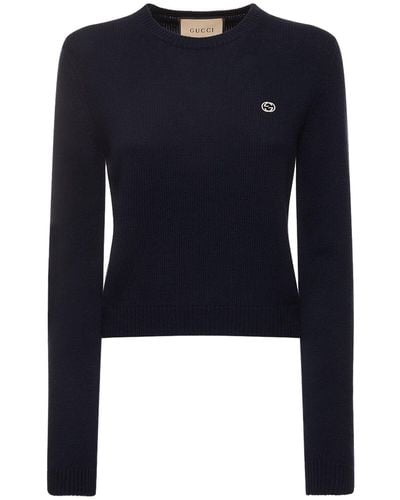Gucci Wool Blend Crewneck Sweater - Blue