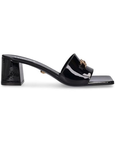 Versace 55Mm Patent Leather Mules - Black