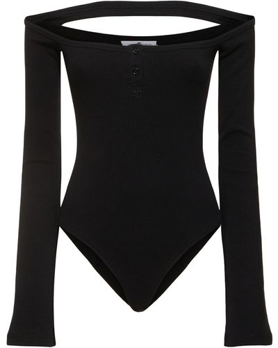 Courreges Hyperbole 90s Ribbed Cotton Bodysuit - Black