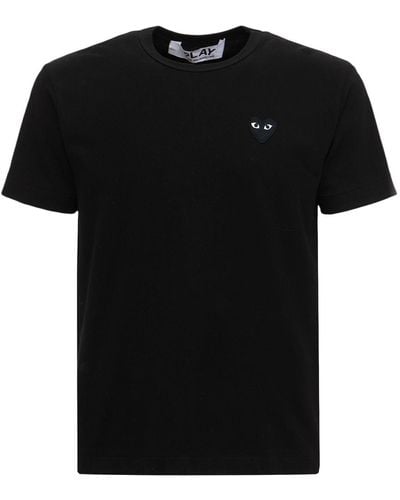 COMME DES GARÇONS PLAY Camiseta de algodón con parche - Negro