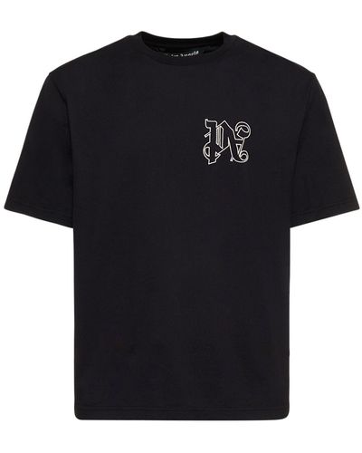 Palm Angels Black Monogram Crew Neck T -Shirt - Schwarz
