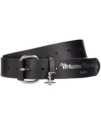 Vivienne Westwood Cintura in pelle con logo 3,5cm - Bianco