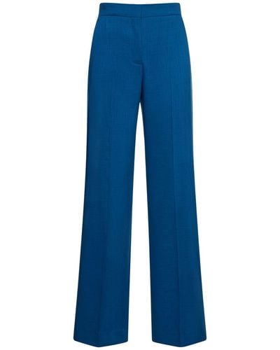 Tory Burch Tailored Draped Wide Trousers - Blue