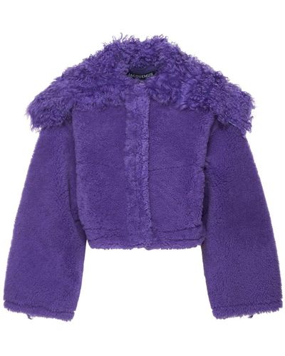 Jacquemus La Veste Piloni Cropped Fur Jacket - Purple