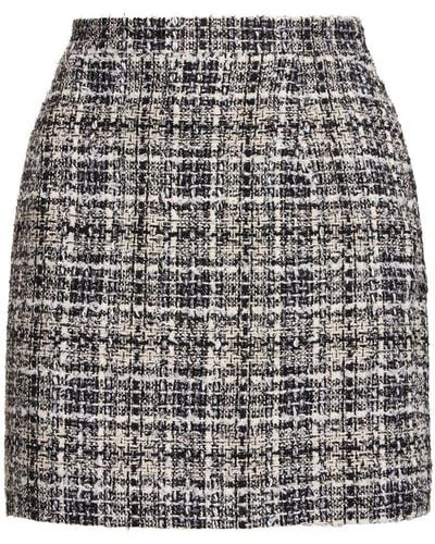 Alessandra Rich Sequined Tweed Mini Skirt - Grey