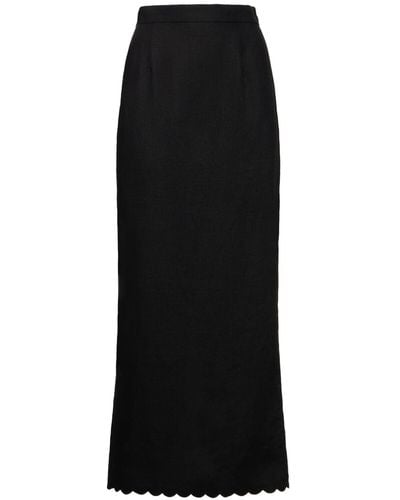 Posse Zayla Linen Midi Pencil Skirt - Black