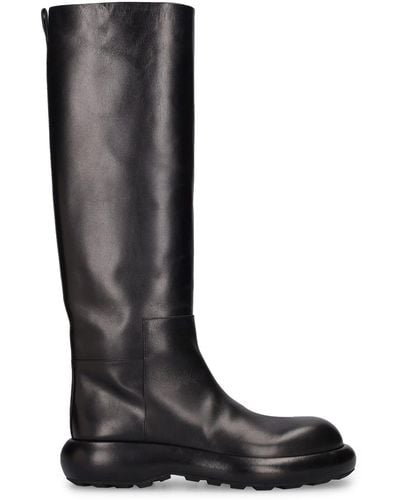 Jil Sander 25Mm Leather Tall Boots - Black
