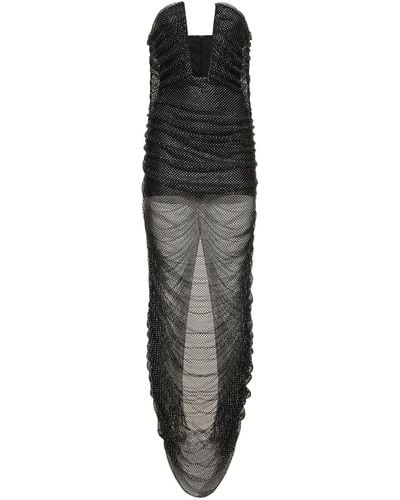 GIUSEPPE DI MORABITO Embellished Embroidered Mesh Midi Dress - Black