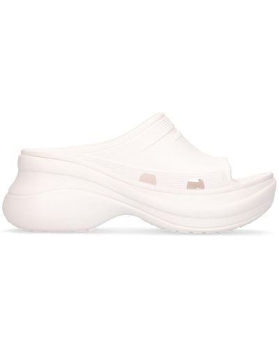 Balenciaga 85mm Rubber Pool Slide Sandals - Natural