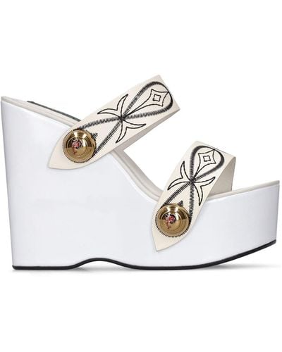Emilio Pucci 140Mm Leather Wedge Sandals - White