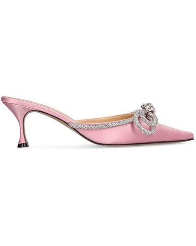 Mach & Mach Double Bow Satin Mule - Pink