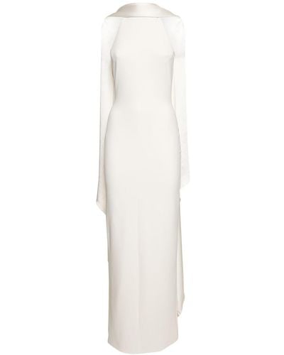 Solace London Robe longue en maille avec foulard dahlia - Blanc