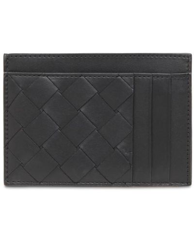Bottega Veneta Intreccio Leather Card Holder - Gray