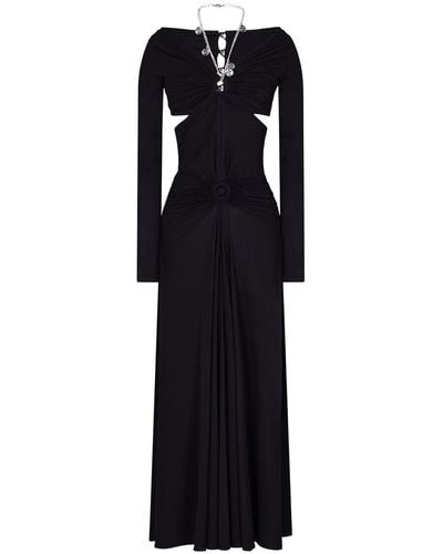 Rabanne Chain-detail Draped Long Dress - Black