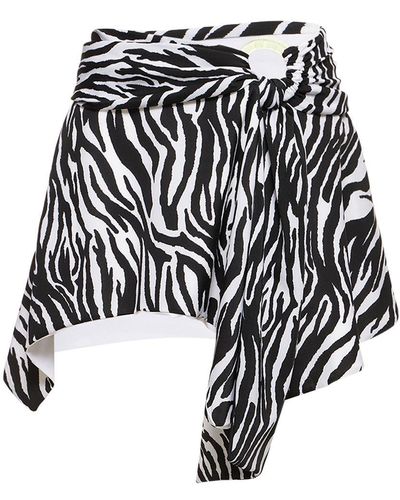 The Attico Zebra Printed Mini Skirt W/ Ring - Black