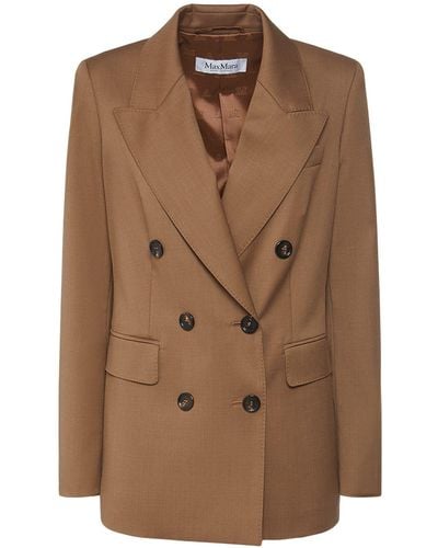 Max Mara Oppio Cold Wool Double Breasted Jacket - Brown