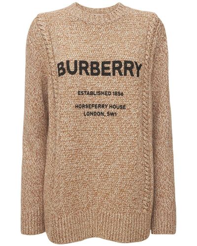 Burberry Suéter De Punto De Algodón Y Lana - Marrón