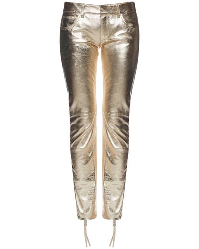 DSquared² Pantaloni Skinny In Pelle Metallizzata Con Zip - Metallizzato