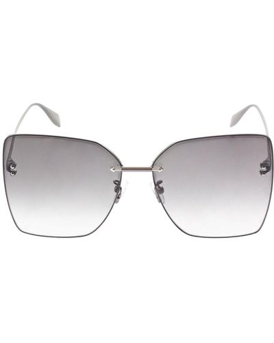 Alexander McQueen Eckige Sonnenbrille Aus Metall Mit Piercing - Grau