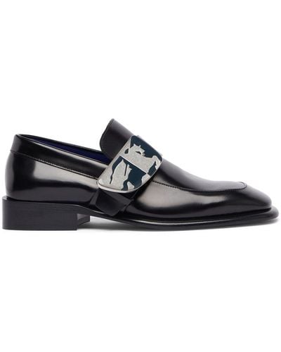 Burberry 10mm Schield Leather Loafers - Black