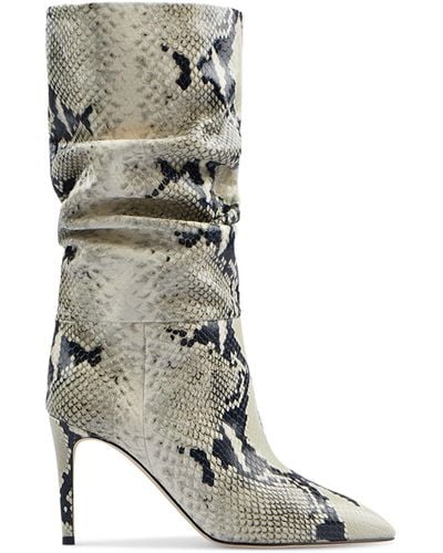Paris Texas 85mm Python Print Slouchy Leather Boots - Gray